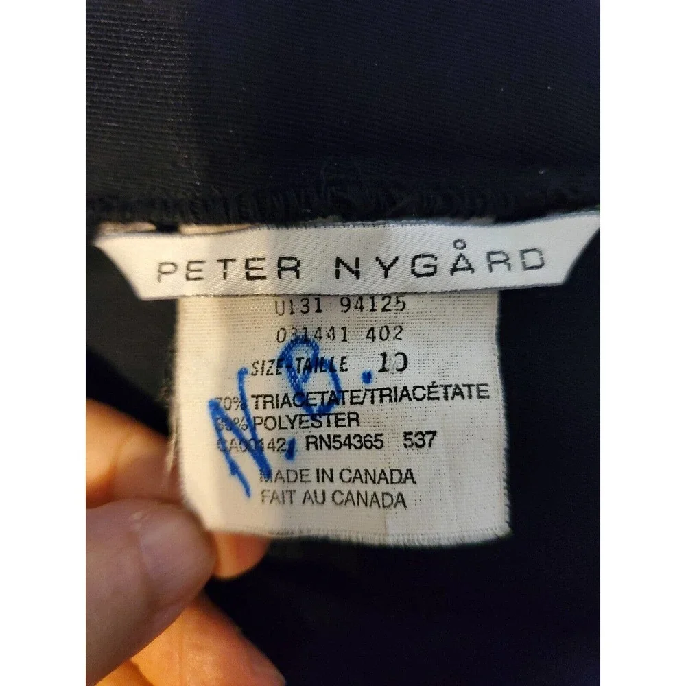Vintage Peter Nygard Triacetate Pleated Adjustable Buckle Navy Trousers Pants 10